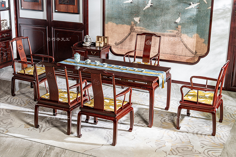 馬蹄足茶臺桌【絨毛黃檀】